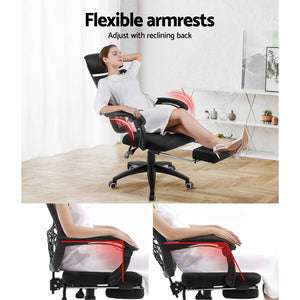Office Chair - Gaming Chair - Retractable Footrest - Recliner - Rotatable - Black