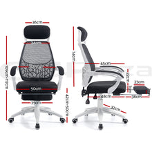 Load image into Gallery viewer, Office Chair - Gaming Chair - Retractable Footrest - Recliner - Rotatable - Black and White