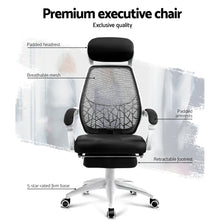 Load image into Gallery viewer, Office Chair - Gaming Chair - Retractable Footrest - Recliner - Rotatable - Black and White