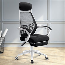 Load image into Gallery viewer, Office Chair - Gaming Chair - Retractable Footrest - Recliner - Rotatable - Black and White