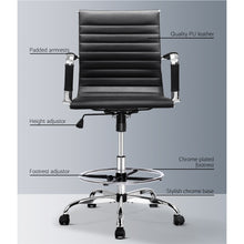 Load image into Gallery viewer, Office Chair - Mesh Drafting Stool - Gas Lift/Swivel - Armrest - Black
