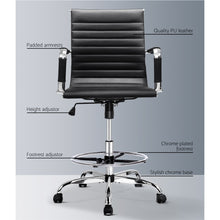 Load image into Gallery viewer, Office Chair - Mesh Drafting Stool - Gas Lift/Swivel - Armrest - Black