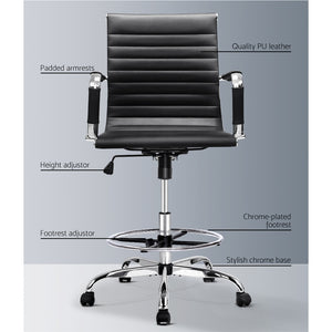 Office Chair - Mesh Drafting Stool - Gas Lift/Swivel - Armrest - Black