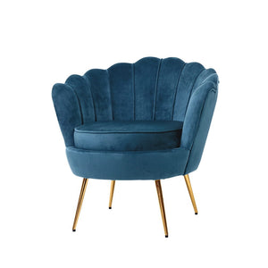 Waiting Room Armchair - Lounge Chair - Accent Retro - Shell Velvet - Navy