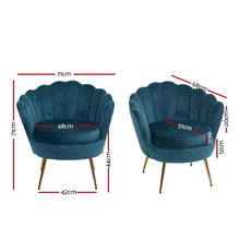 Load image into Gallery viewer, Waiting Room Armchair - Lounge Chair - Accent Retro - Shell Velvet - Navy