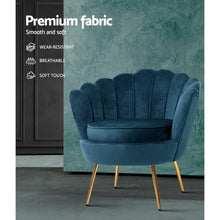 Load image into Gallery viewer, Waiting Room Armchair - Lounge Chair - Accent Retro - Shell Velvet - Navy