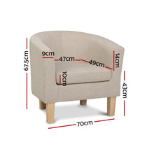 Load image into Gallery viewer, Waiting Chair - Lounge Armchair - Tub - Wooden frame - Fabric - Beige