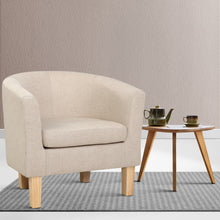 Load image into Gallery viewer, Waiting Chair - Lounge Armchair - Tub - Wooden frame - Fabric - Beige