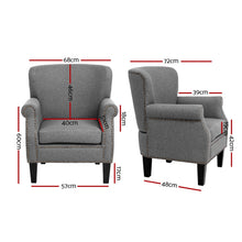 Load image into Gallery viewer, Waiting Room Chair - Retro Sofa - Wooden Frame - Linen Fabric - Grey