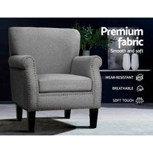 Load image into Gallery viewer, Waiting Room Chair - Retro Sofa - Wooden Frame - Linen Fabric - Grey