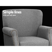 Load image into Gallery viewer, Waiting Room Chair - Retro Sofa - Wooden Frame - Linen Fabric - Grey