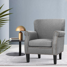Load image into Gallery viewer, Waiting Room Chair - Retro Sofa - Wooden Frame - Linen Fabric - Grey