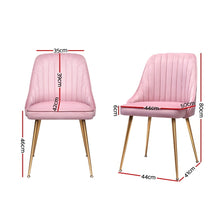 Load image into Gallery viewer, Artiss Dining Chairs Retro Chair Cafe Kitchen Modern Iron Legs Velvet Pink x2
