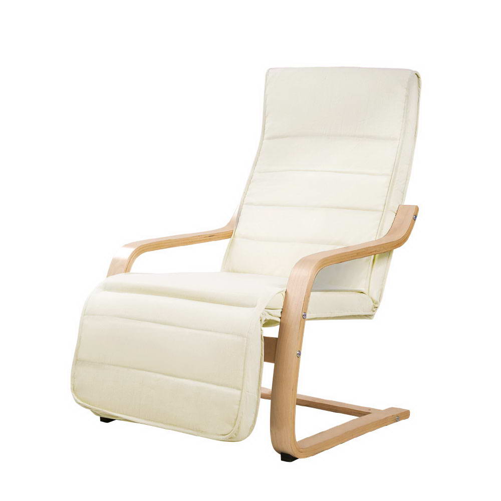 Armchair with Adjustable Footrest - Washable Fabric - 2 Colours (Beige & Black)