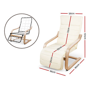 Armchair with Adjustable Footrest - Washable Fabric - 2 Colours (Beige & Black)