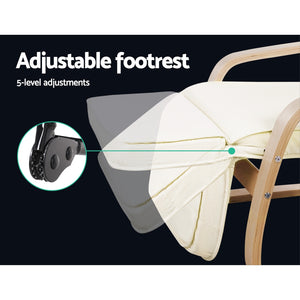 Armchair with Adjustable Footrest - Washable Fabric - 2 Colours (Beige & Black)