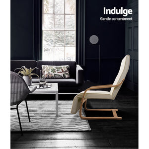 Armchair with Adjustable Footrest - Washable Fabric - 2 Colours (Beige & Black)