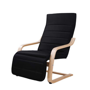 Armchair with Adjustable Footrest - Washable Fabric - 2 Colours (Beige & Black)
