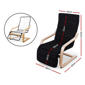Armchair with Adjustable Footrest - Washable Fabric - 2 Colours (Beige & Black)