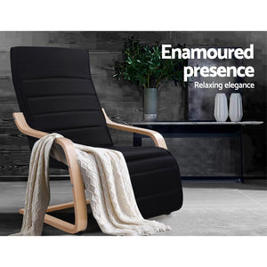 Armchair with Adjustable Footrest - Washable Fabric - 2 Colours (Beige & Black)