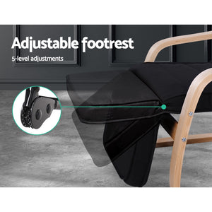 Armchair with Adjustable Footrest - Washable Fabric - 2 Colours (Beige & Black)