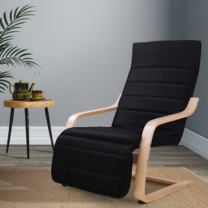 Armchair with Adjustable Footrest - Washable Fabric - 2 Colours (Beige & Black)