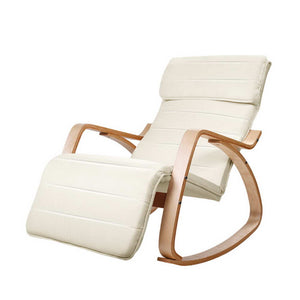 Rocking Armchair with Adjustable Footrest - Washable Fabric - 3 Colours (Black, Charcoal & Beige)