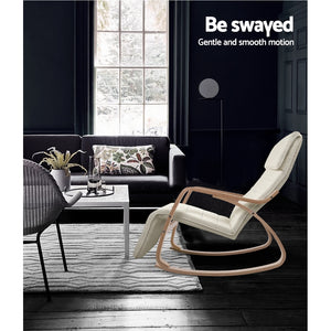 Rocking Armchair with Adjustable Footrest - Washable Fabric - 3 Colours (Black, Charcoal & Beige)