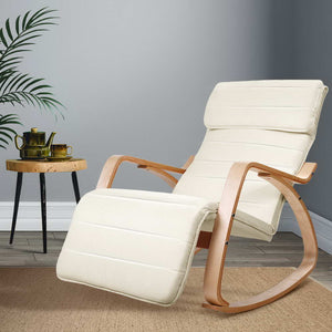 Rocking Armchair with Adjustable Footrest - Washable Fabric - 3 Colours (Black, Charcoal & Beige)