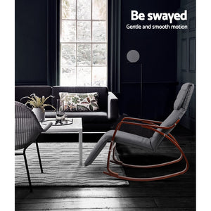 Rocking Armchair with Adjustable Footrest - Washable Fabric - 3 Colours (Black, Charcoal & Beige)