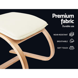 Wooden Rocking Armchair with Foot Stool - Beige