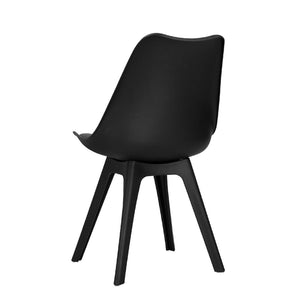 4x Retro Padded Chairs - PU Leather - Black