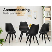 Load image into Gallery viewer, 4x Retro Padded Chairs - PU Leather - Black
