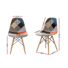 Load image into Gallery viewer, 4x Retro Beech Chairs - Fabric - Multi Colour
