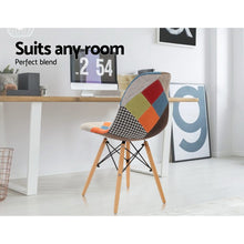 Load image into Gallery viewer, 4x Retro Beech Chairs - Fabric - Multi Colour
