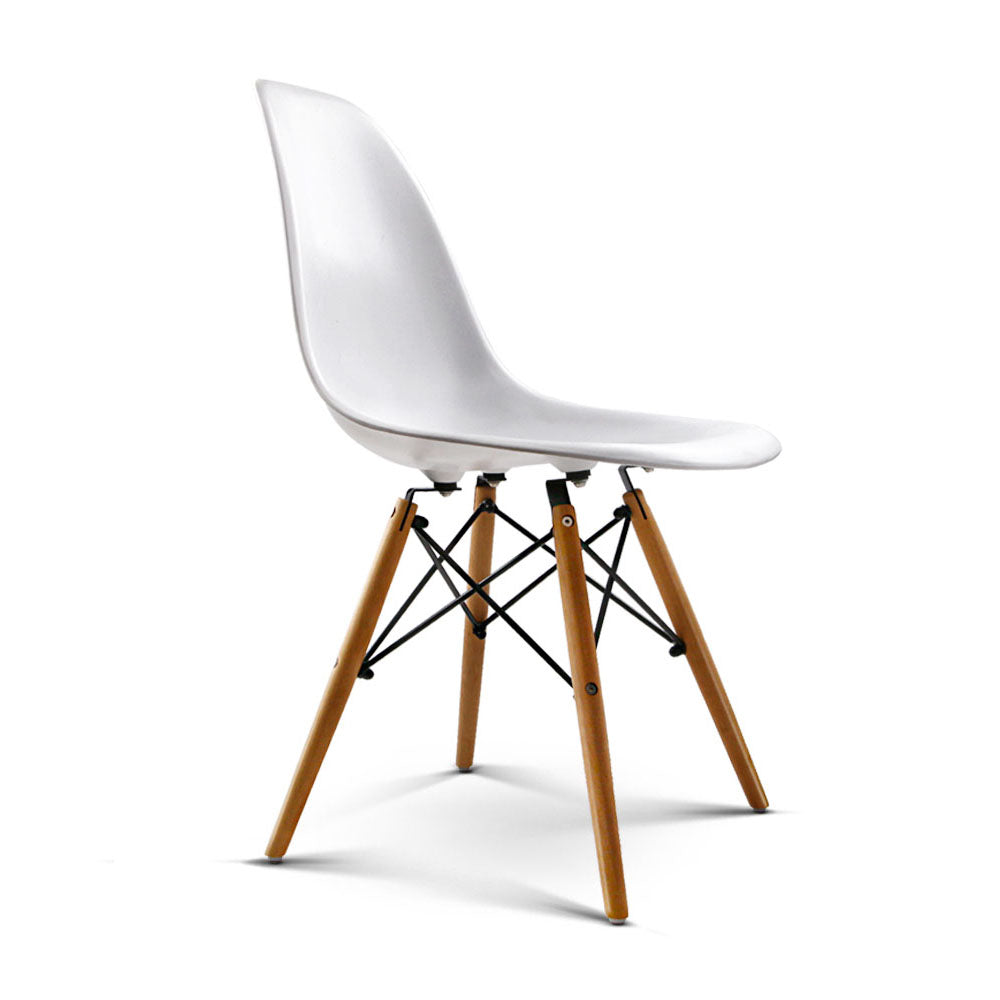 2x Retro Chairs - Beech Wood - White