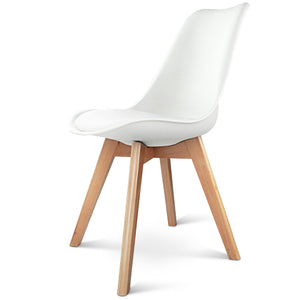 4x Padded Chairs - Beech Wood - 2 Colours - White, Black