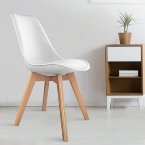 4x Padded Chairs - Beech Wood - 2 Colours - White, Black