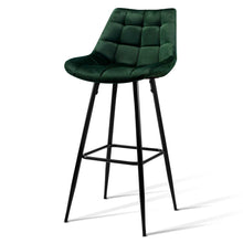Load image into Gallery viewer, 2x Plush Chair Stools - Velvet/Metal - 2 Colours - Green, Grey
