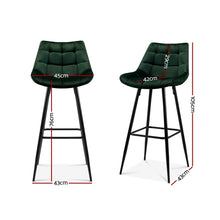 Load image into Gallery viewer, 2x Plush Chair Stools - Velvet/Metal - 2 Colours - Green, Grey
