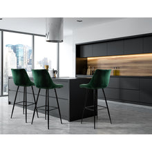 Load image into Gallery viewer, 2x Plush Chair Stools - Velvet/Metal - 2 Colours - Green, Grey
