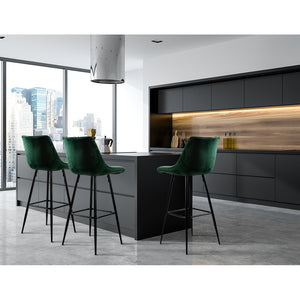 2x Plush Chair Stools - Velvet/Metal - 2 Colours - Green, Grey