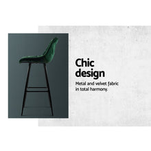 Load image into Gallery viewer, 2x Plush Chair Stools - Velvet/Metal - 2 Colours - Green, Grey
