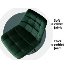 Load image into Gallery viewer, 2x Plush Chair Stools - Velvet/Metal - 2 Colours - Green, Grey
