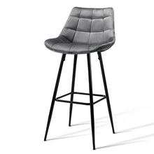 Load image into Gallery viewer, 2x Plush Chair Stools - Velvet/Metal - 2 Colours - Green, Grey
