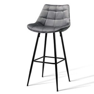 2x Plush Chair Stools - Velvet/Metal - 2 Colours - Green, Grey