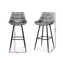 Load image into Gallery viewer, 2x Plush Chair Stools - Velvet/Metal - 2 Colours - Green, Grey
