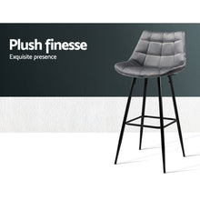 Load image into Gallery viewer, 2x Plush Chair Stools - Velvet/Metal - 2 Colours - Green, Grey
