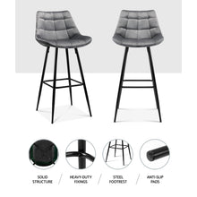 Load image into Gallery viewer, 2x Plush Chair Stools - Velvet/Metal - 2 Colours - Green, Grey
