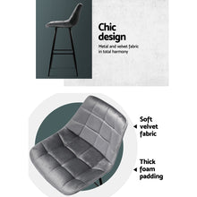 Load image into Gallery viewer, 2x Plush Chair Stools - Velvet/Metal - 2 Colours - Green, Grey
